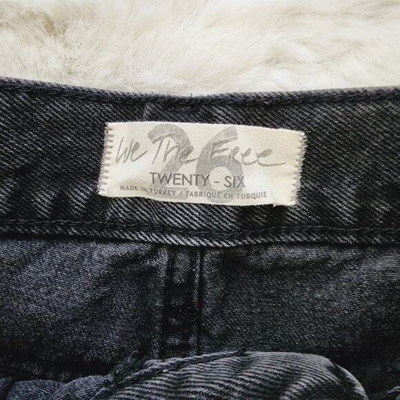 Free People Lasso Baggy Straight Jean 26 High Rise Distressed Black Denim - Picture 9 of 12